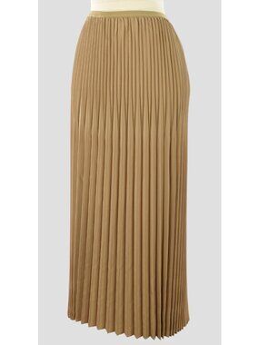 EILEEN FISHER Biscuit Pleated Wool Silk Blend Maxi Skirt MEDIUM NWT